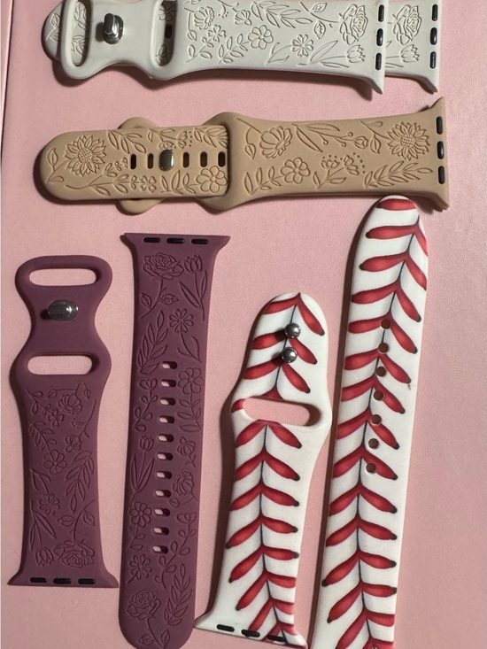 Apple Accessories - Floral & Braided Silicone Apple Watch Bands - White, Beige, Mauve, White/Red